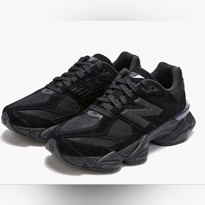New Balance 9060 'Triple Black Suede' sneaker with the style code U9060BPM